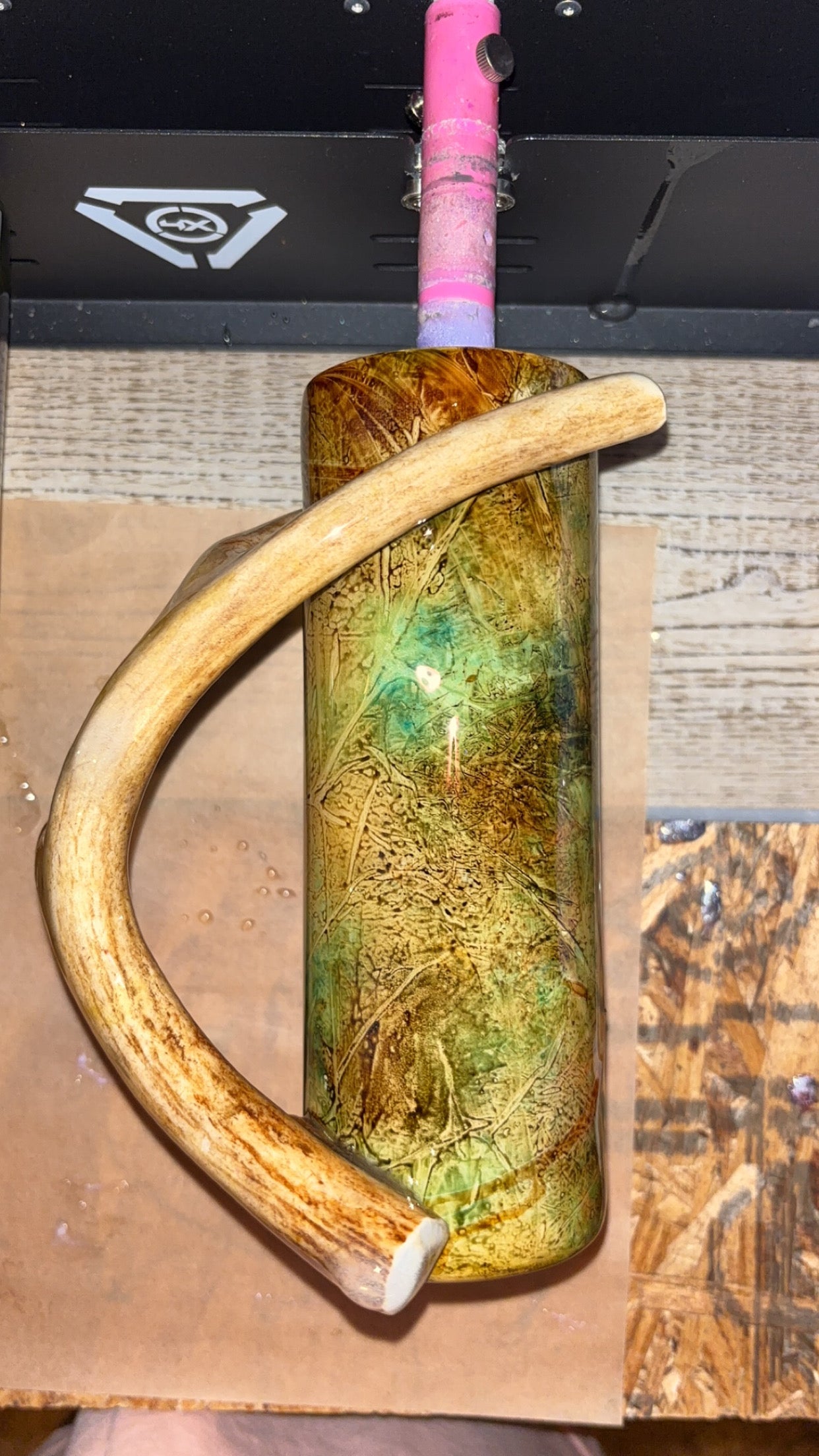 20oz Epoxy Resin Tumbler Camo-Antler Handle