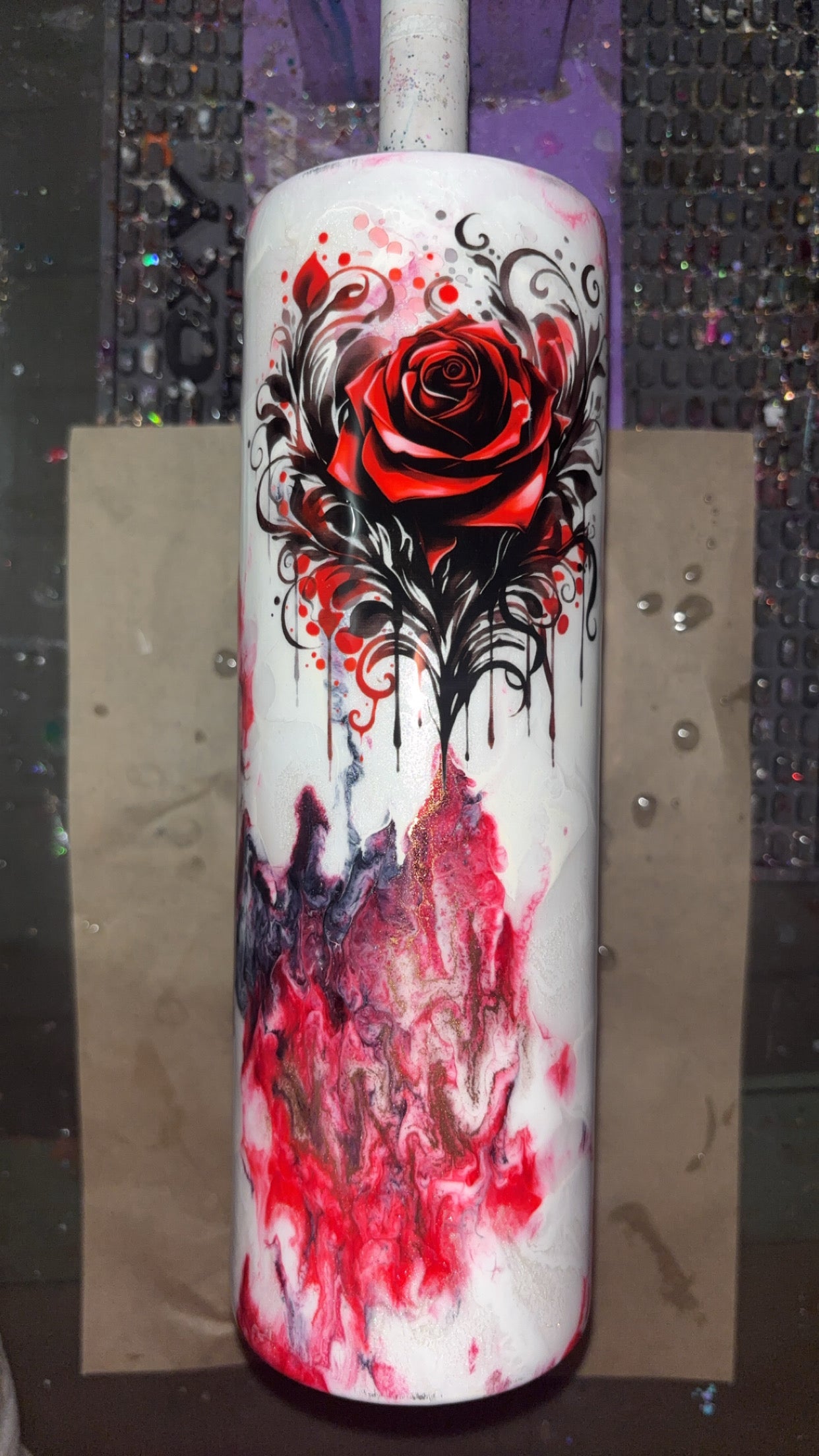 30oz Red Rose Marble Resin Epoxy