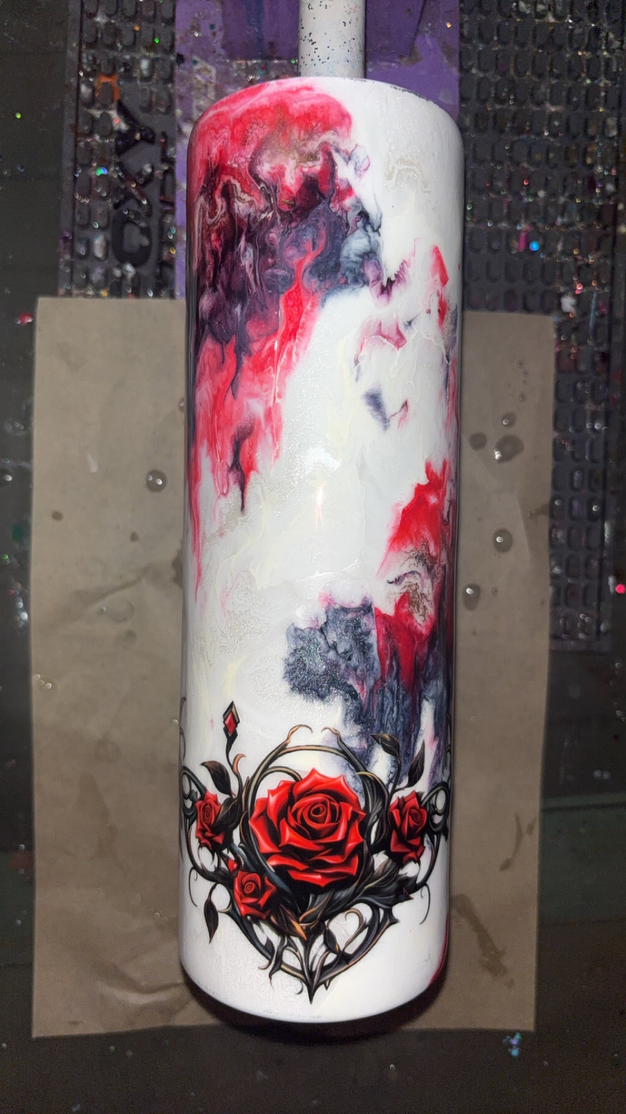 30oz Red Rose Marble Resin Epoxy