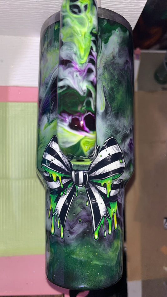 40oz Beetlejuice the Ghost with the most Epoxy Resin Tumbler Glows in Dark