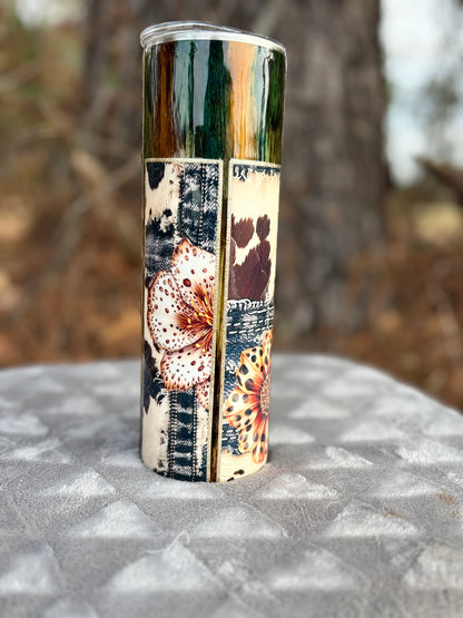 30oz wood grain sunflower/cow/jean #26