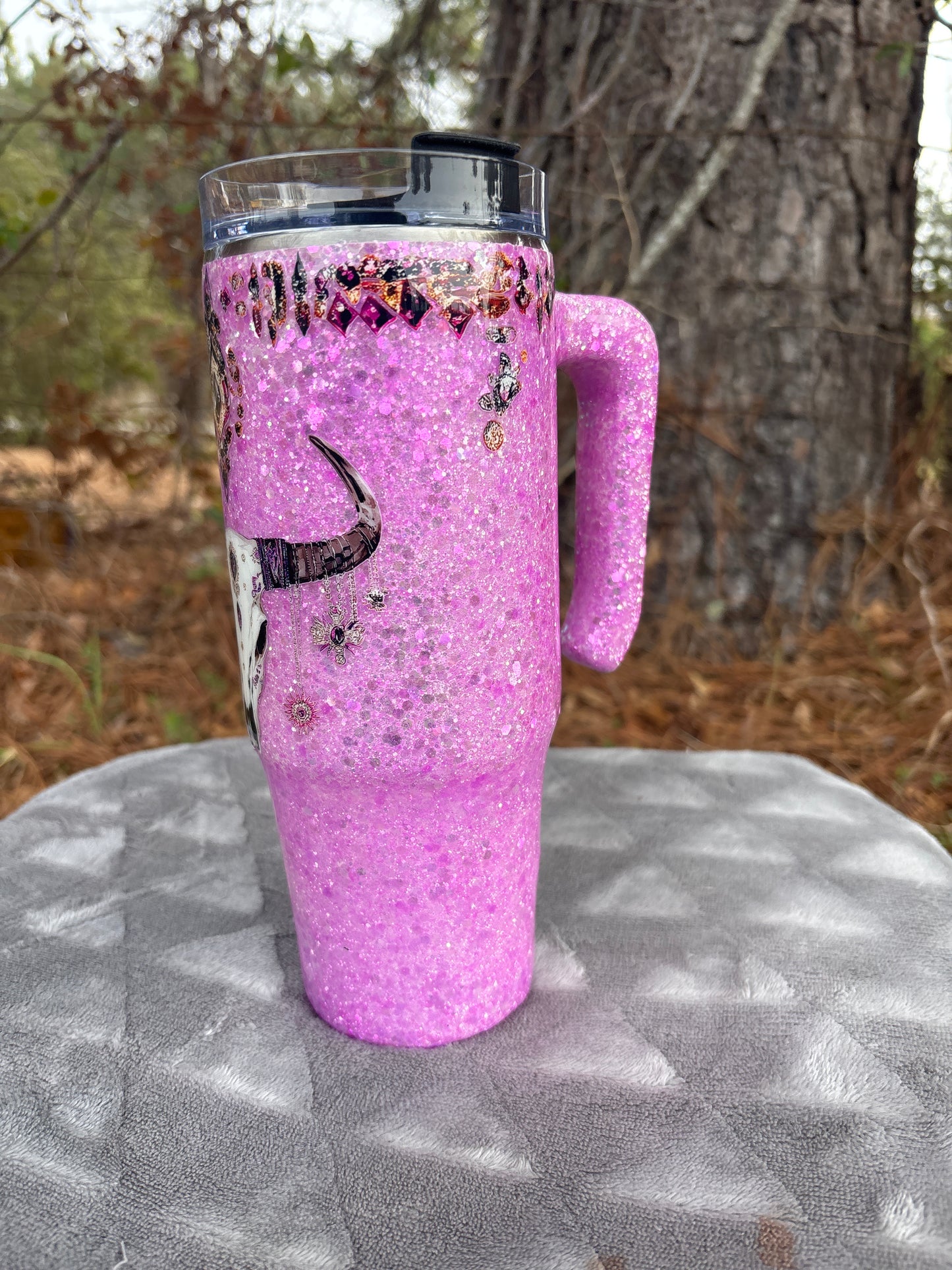 30oz Grippy Pink Bull skull #12