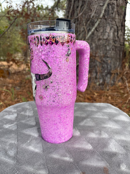 30oz Grippy Pink Bull skull #12