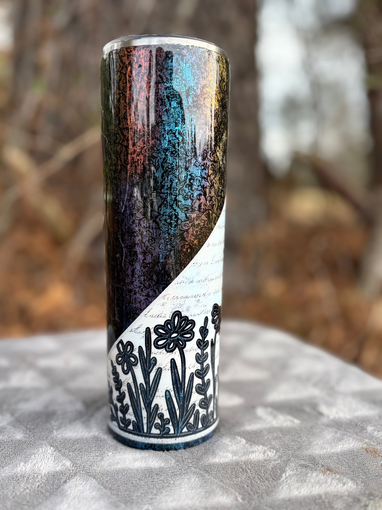 30oz slim dark flowers #27