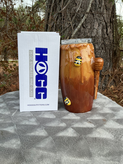 25oz StemlessWine Glass Honey Bee #11