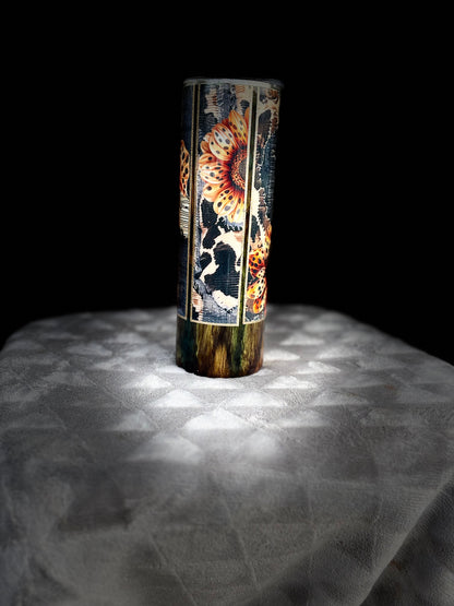 30oz wood grain sunflower/cow/jean #26