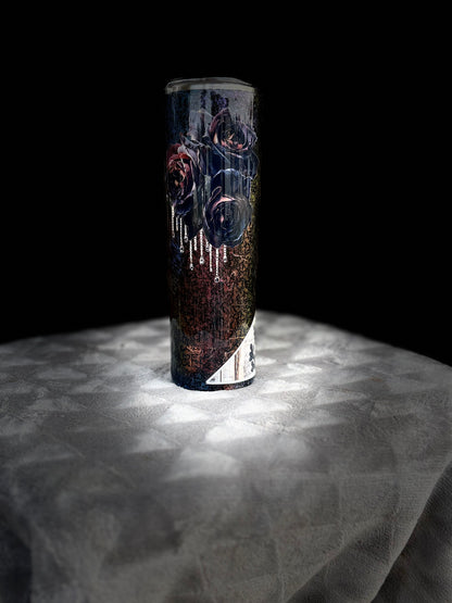 30oz slim dark flowers #27