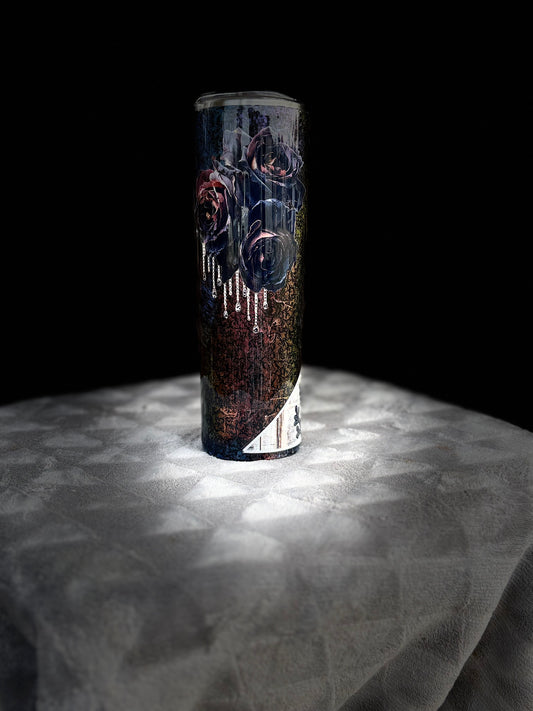 30oz slim dark flowers #27