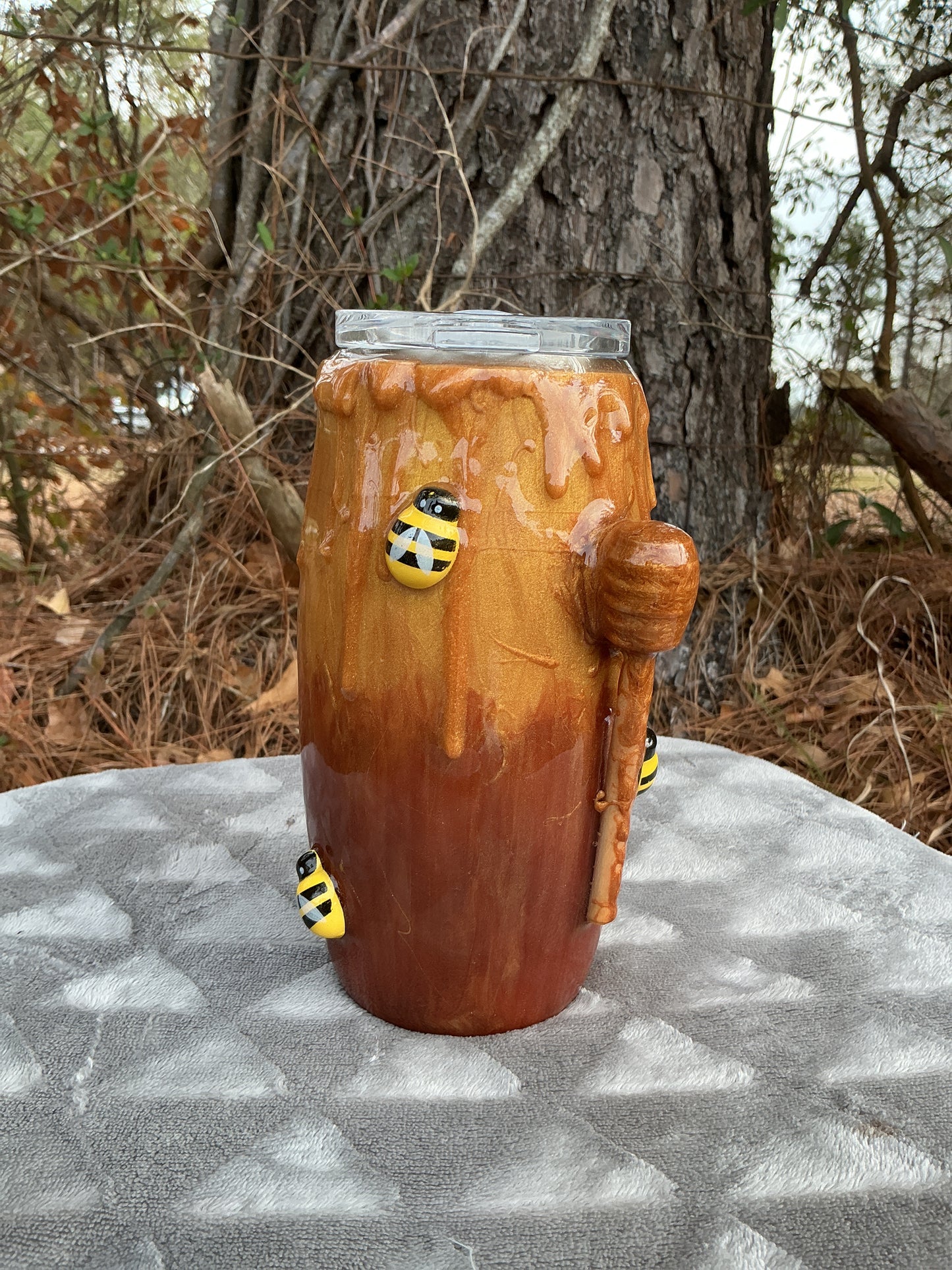 25oz StemlessWine Glass Honey Bee #11