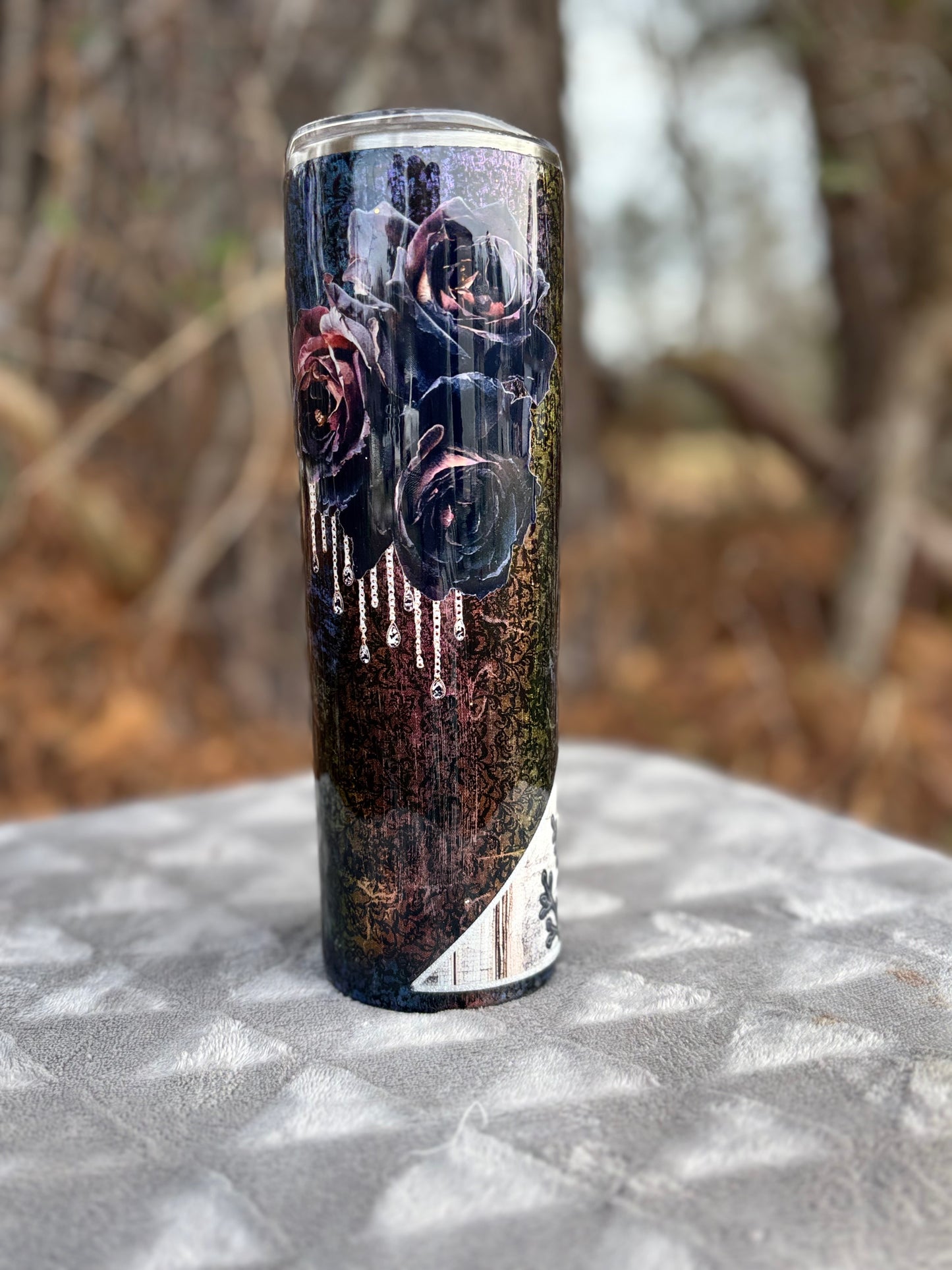 30oz slim dark flowers #27
