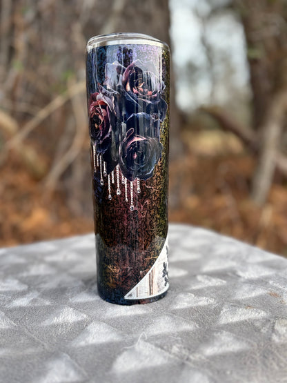 30oz slim dark flowers #27
