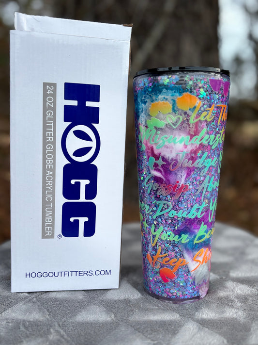 24 oz Glitter Globe Acrylic Tumbler #7
