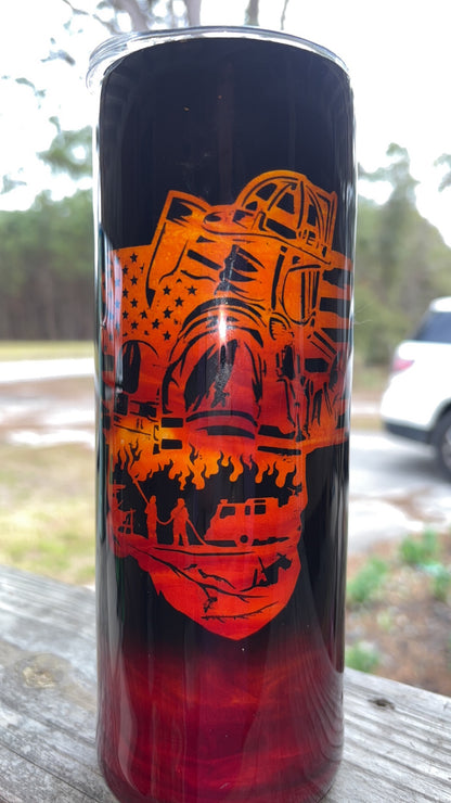20oz Epoxy Resin Tumbler Fireman