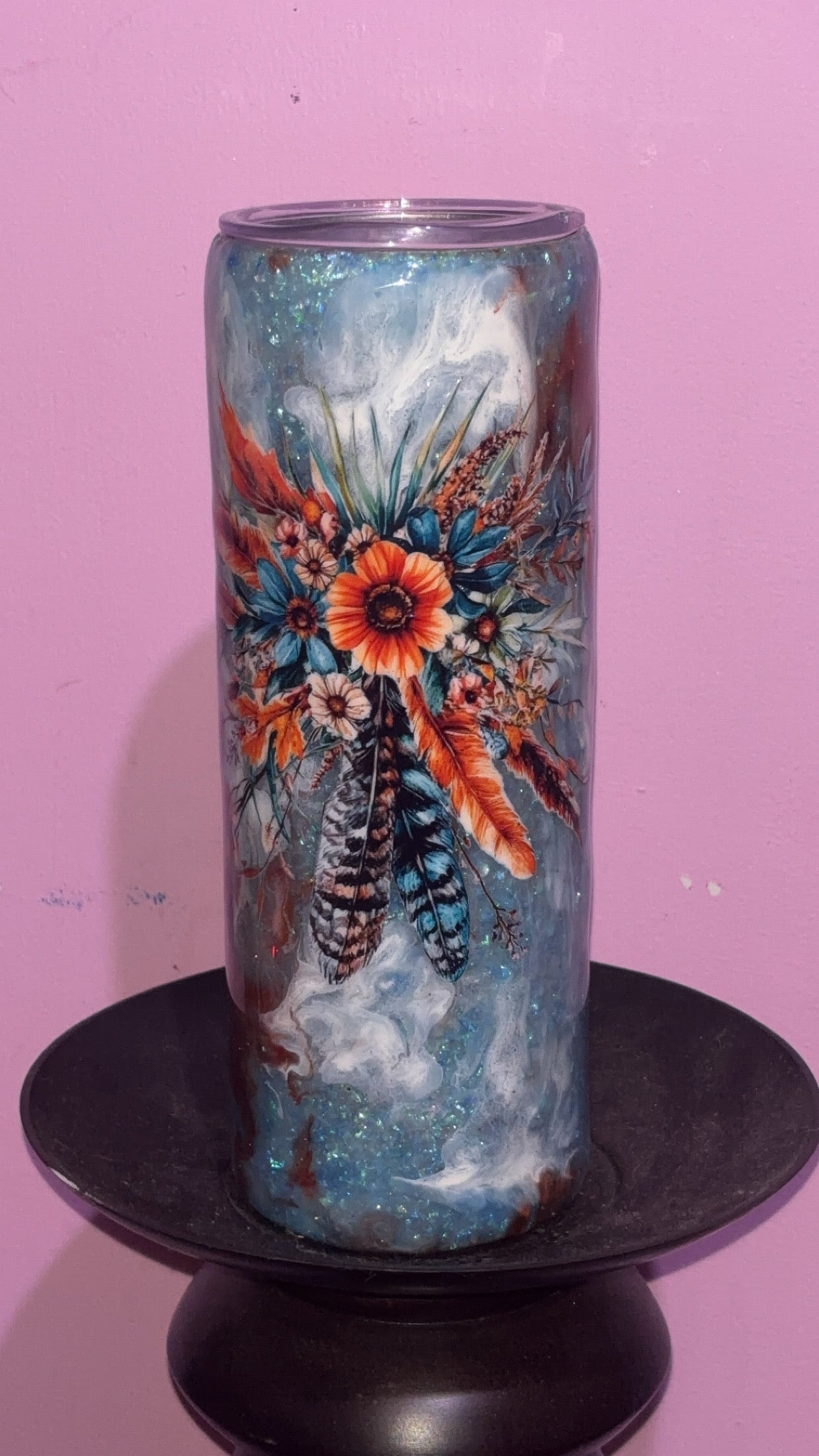 20oz Flower Feather Cloud Chaser Epoxy Resin Tumbler