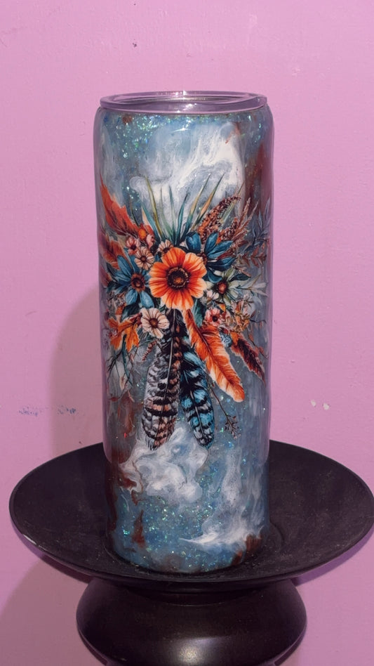 20oz Flower Feather Cloud Chaser Epoxy Resin Tumbler