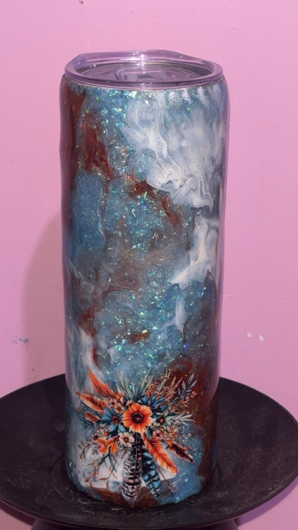20oz Flower Feather Cloud Chaser Epoxy Resin Tumbler