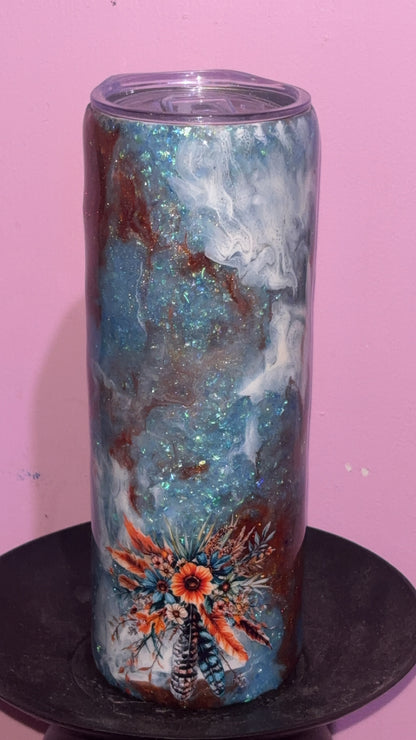 20oz Flower Feather Cloud Chaser Epoxy Resin Tumbler