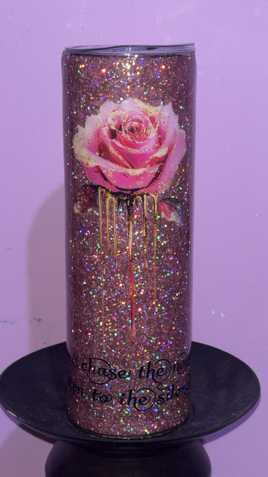 30oz Glitter Rose Epoxy Resin Tumbler