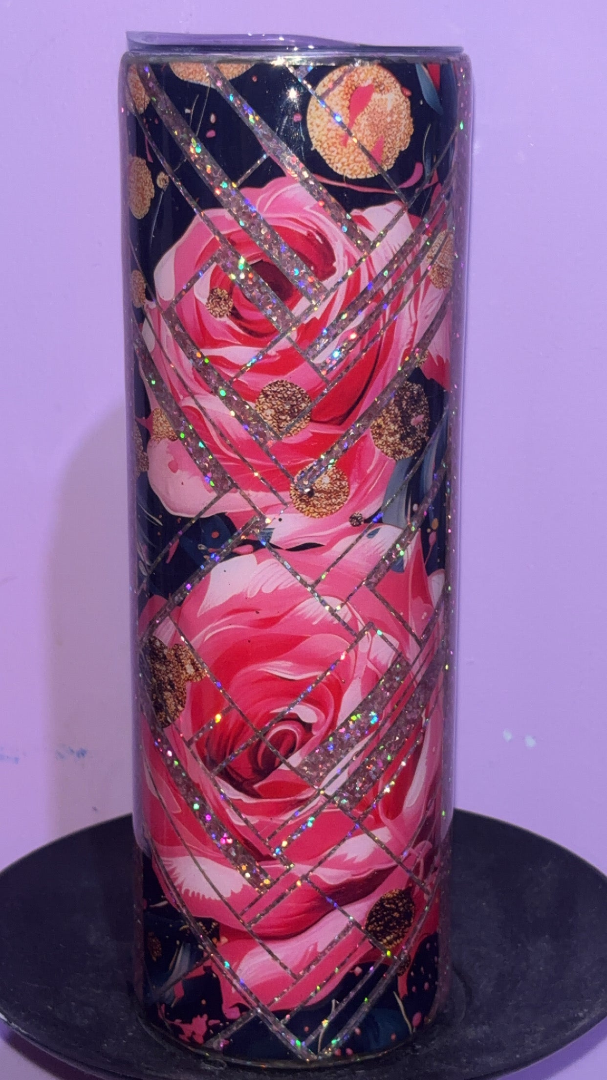 30oz Glitter Rose Epoxy Resin Tumbler