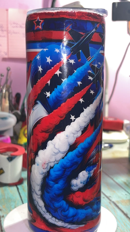 20oz RED WHITE BLUE Birds Epoxy Resin Tumbler