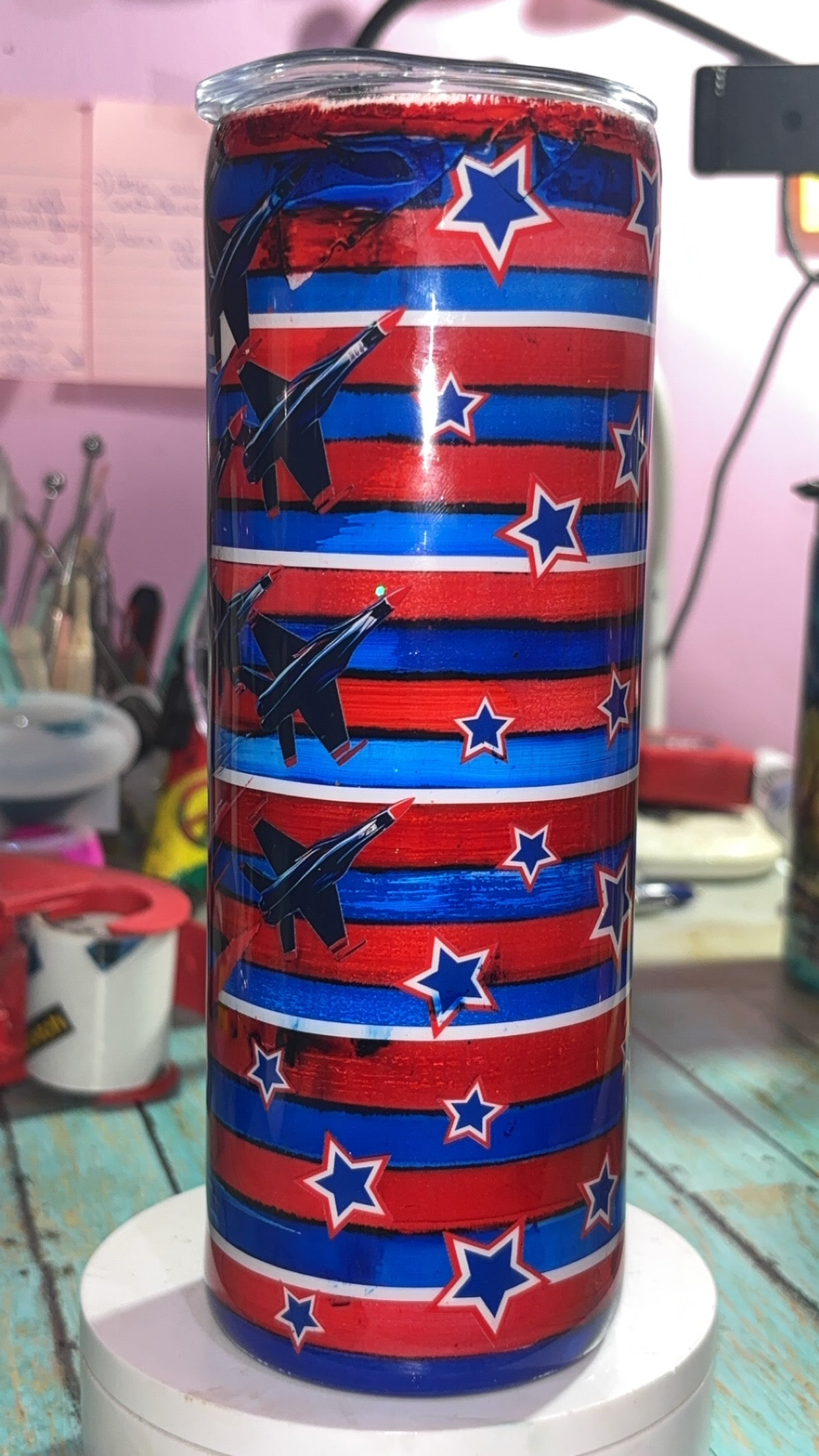 20oz RED WHITE BLUE Birds Epoxy Resin Tumbler