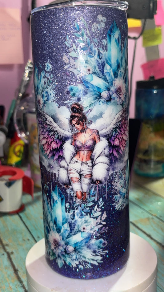 20oz GEO Angel Purple Epoxy Resin Tumbler
