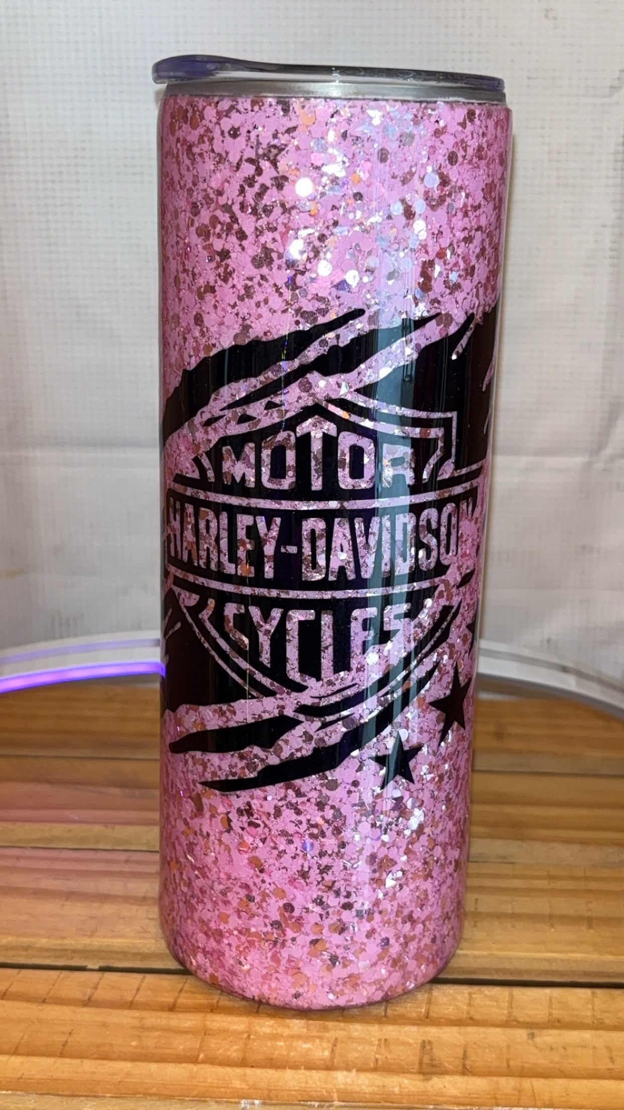20oz Pink Glitter Harley Tumbler