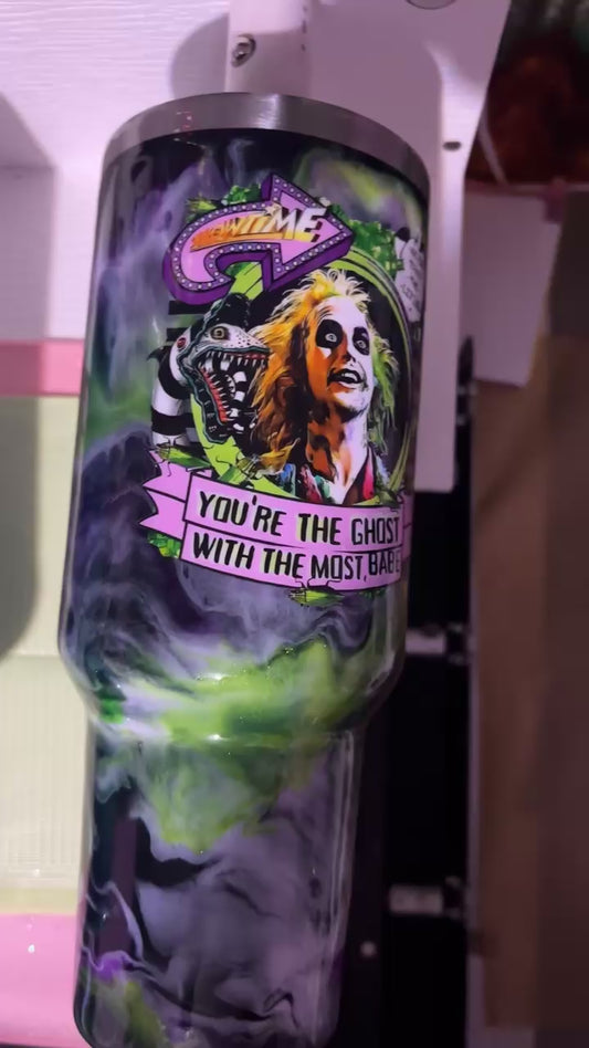 40oz Beetlejuice the Ghost with the most Epoxy Resin Tumbler Glows in Dark