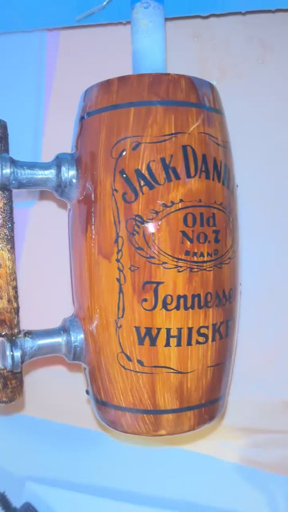 25oz Epoxy Resin Tumbler Whiskey Barrel with Handle