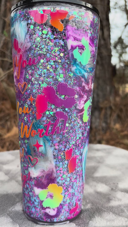 24 oz Glitter Globe Acrylic Tumbler #7